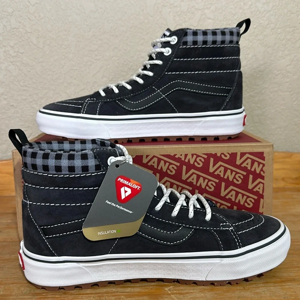 Vans Sk8-Hi Mte 1 plaid grey white ultra Cush allweather men’s 8 or women’s 9.5